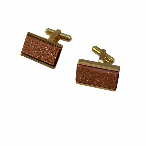 Vintage Other - VTG gold metal Goldstone cufflinks cuff links